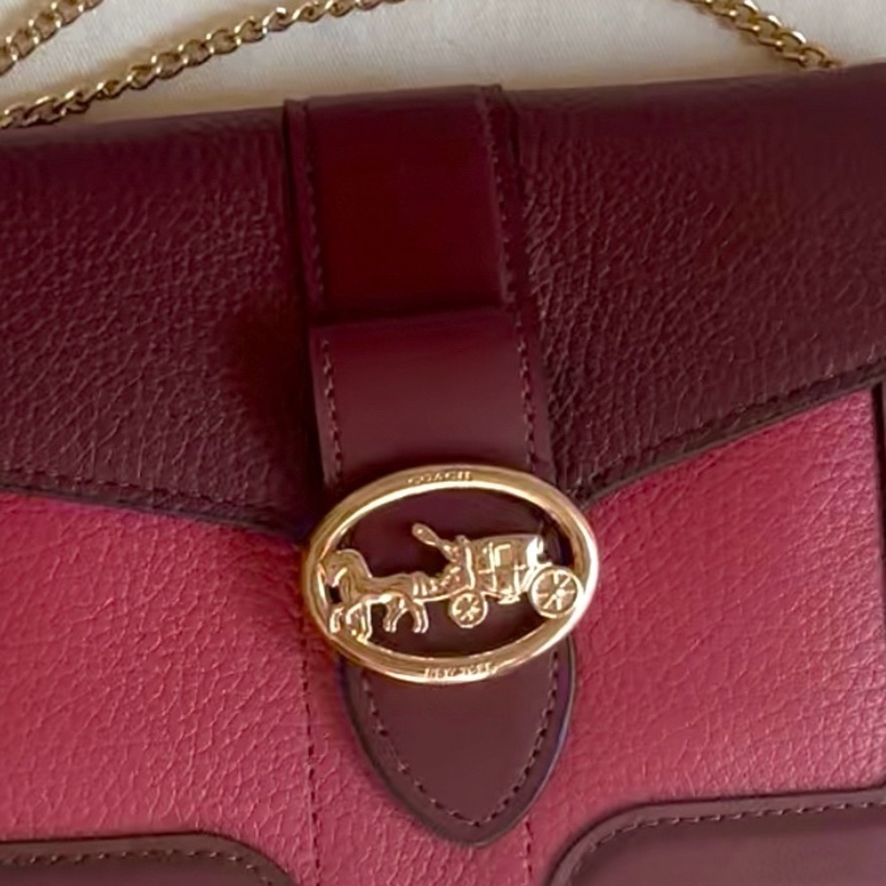 COACH NWOT Georgie Crossbody Oxblood & Wine Leather Mini Clutch Bag 7287 - Picture 10 of 17